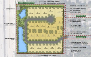 development plans for Altamonte Springs Infill Development showing 22 home plots and infrastructure adjustments