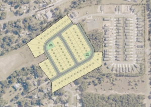 Lake County Single Family Development plan with 65 lots and two open space areas